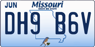 MO license plate DH9B6V