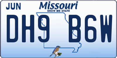 MO license plate DH9B6W