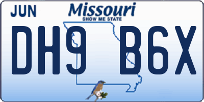 MO license plate DH9B6X