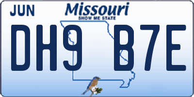 MO license plate DH9B7E