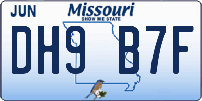 MO license plate DH9B7F