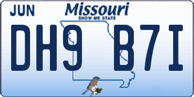 MO license plate DH9B7I