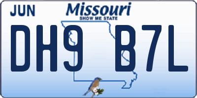 MO license plate DH9B7L