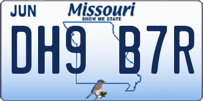 MO license plate DH9B7R