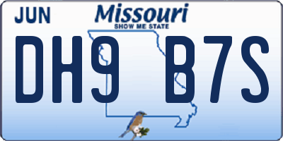 MO license plate DH9B7S