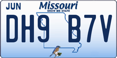 MO license plate DH9B7V