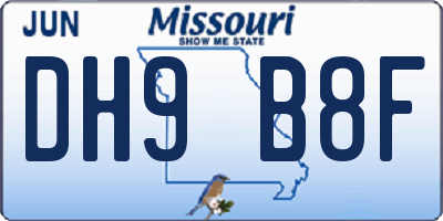 MO license plate DH9B8F