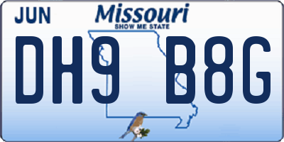 MO license plate DH9B8G