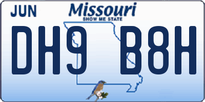 MO license plate DH9B8H