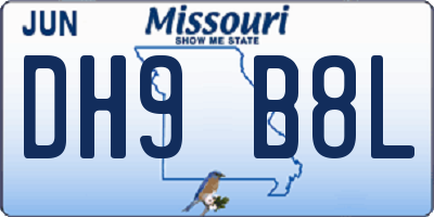 MO license plate DH9B8L