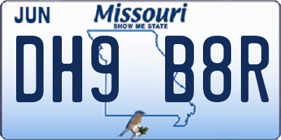 MO license plate DH9B8R