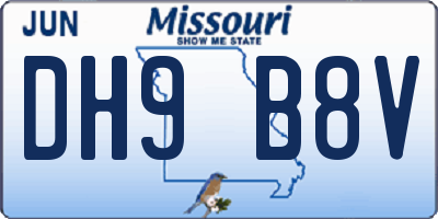 MO license plate DH9B8V