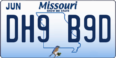 MO license plate DH9B9D