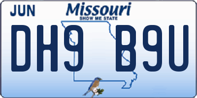 MO license plate DH9B9U