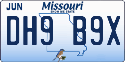 MO license plate DH9B9X