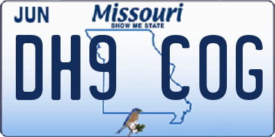 MO license plate DH9C0G