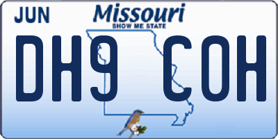 MO license plate DH9C0H
