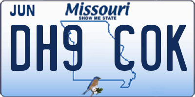 MO license plate DH9C0K
