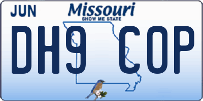 MO license plate DH9C0P