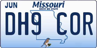 MO license plate DH9C0R