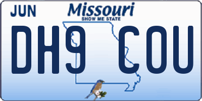 MO license plate DH9C0U