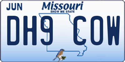 MO license plate DH9C0W