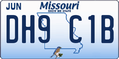 MO license plate DH9C1B