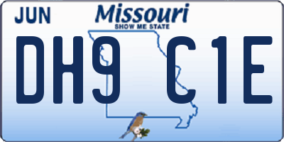 MO license plate DH9C1E