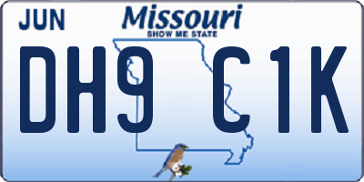 MO license plate DH9C1K