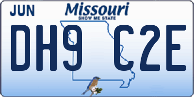 MO license plate DH9C2E