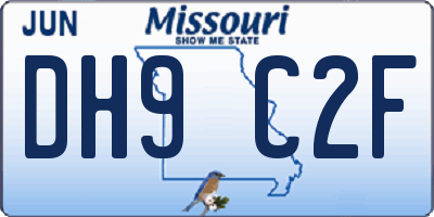 MO license plate DH9C2F