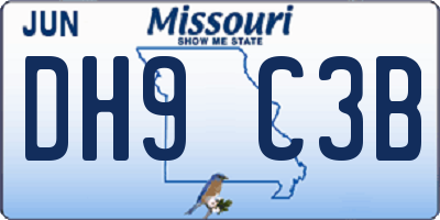 MO license plate DH9C3B