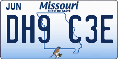 MO license plate DH9C3E