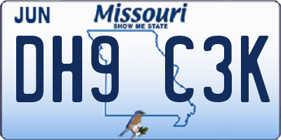 MO license plate DH9C3K