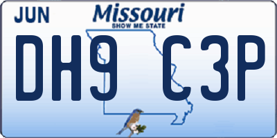 MO license plate DH9C3P