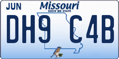 MO license plate DH9C4B