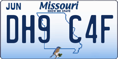 MO license plate DH9C4F