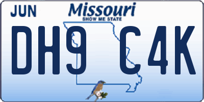MO license plate DH9C4K