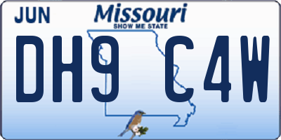 MO license plate DH9C4W