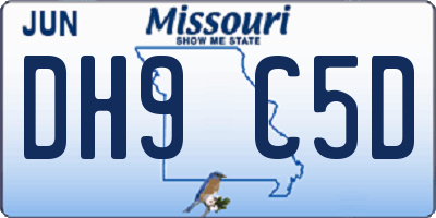 MO license plate DH9C5D