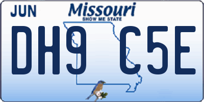 MO license plate DH9C5E