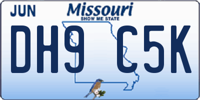 MO license plate DH9C5K