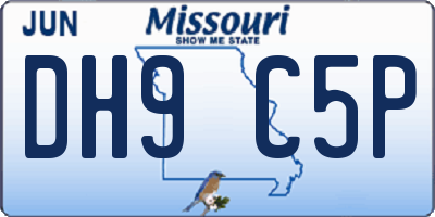 MO license plate DH9C5P