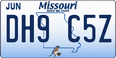 MO license plate DH9C5Z