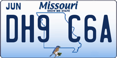 MO license plate DH9C6A