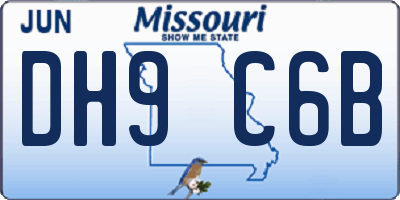 MO license plate DH9C6B
