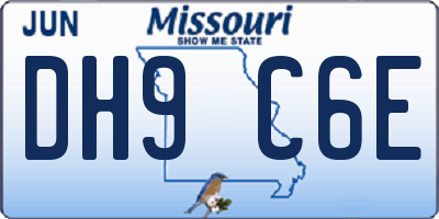 MO license plate DH9C6E