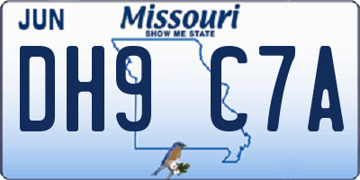 MO license plate DH9C7A
