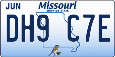 MO license plate DH9C7E