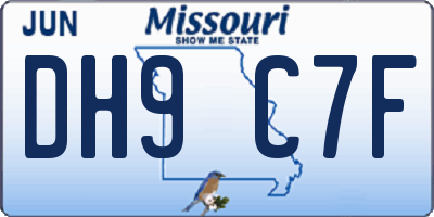 MO license plate DH9C7F